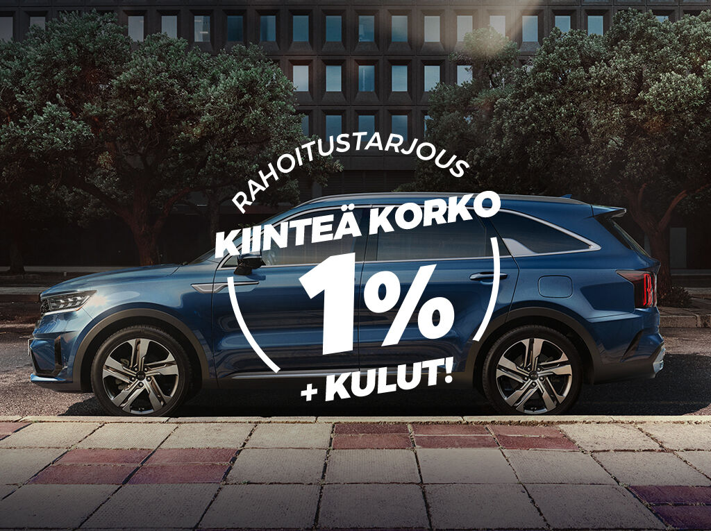 Erään varastossa olevia Kia-malleja huima rahoitustarjous: kiinteä 1 % + kulut - jopa ilman käsirahaa! 
